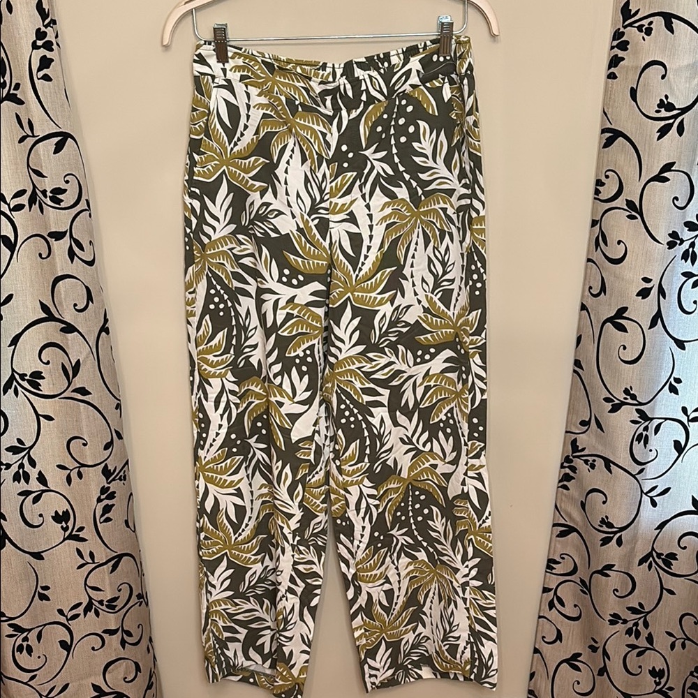 Old Navy Women's Wide Leg Pants - Green, White, Gold